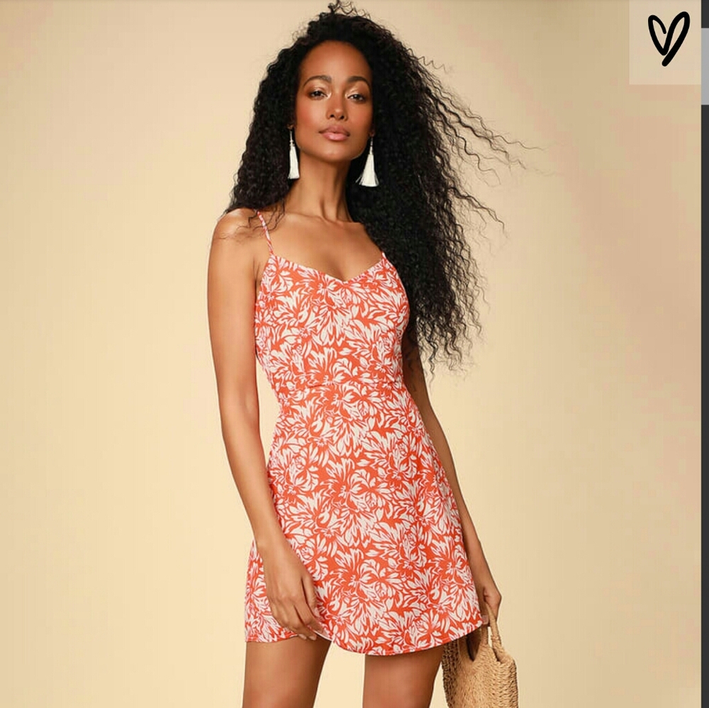 Lulus Floral Tie-Back Mini Dress
